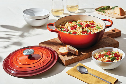 pasta salad in a dutch oven