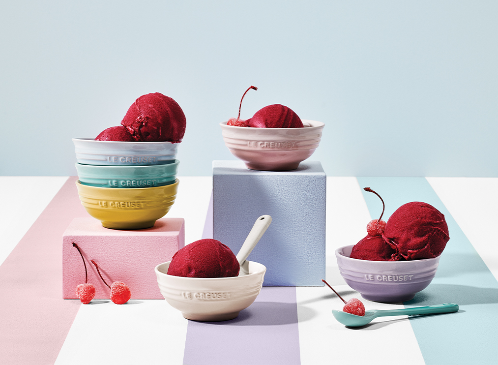 3-Ingredient Sour Cherry Sorbet recipe made in the Le Creuset Sorbet Collection Set of 6 180ml Mini Bowls