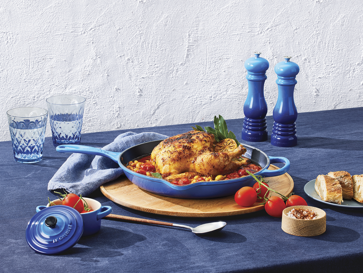 roast chicken with beans and olives