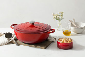 shallow red dutch oven