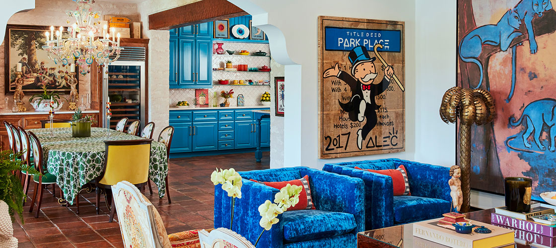 vibrant home interior featuring bold color and pop art