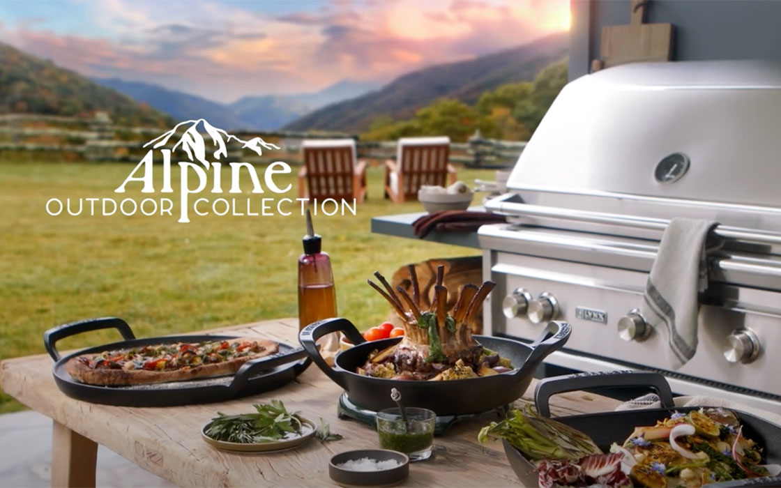 Alpine Outdoor Collection logo and photo of collection in outdoor setting