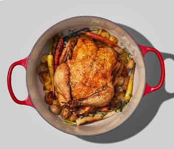 roasted chicken in a dutch oven