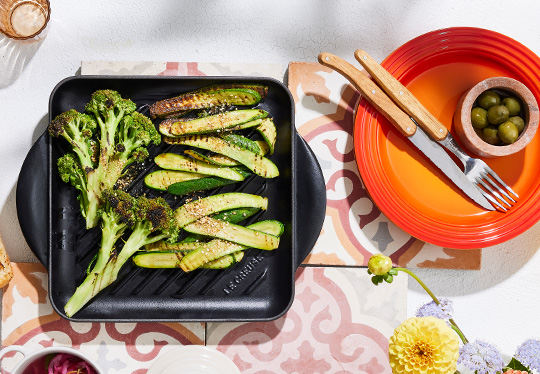 kebabs in a grill pan