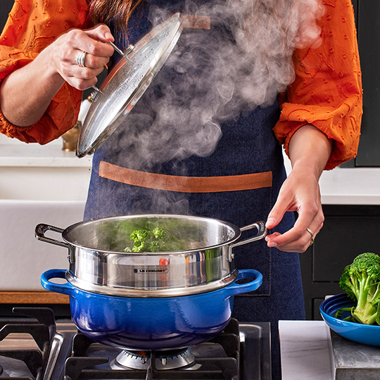 Cast Iron Casserole with Stainless Steel Steamer