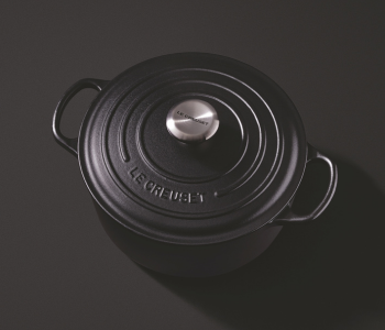 Le Creuset cast iron casserole in matte black
