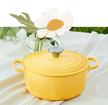 Le Creuset Sorbet Collection lifestyle shot
