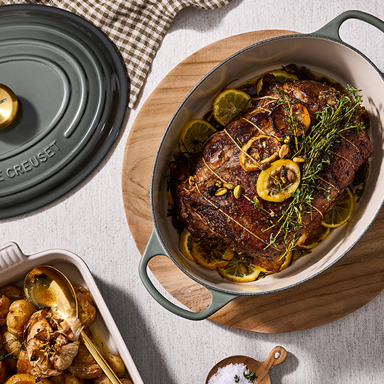 brisket in an oval dutch oven