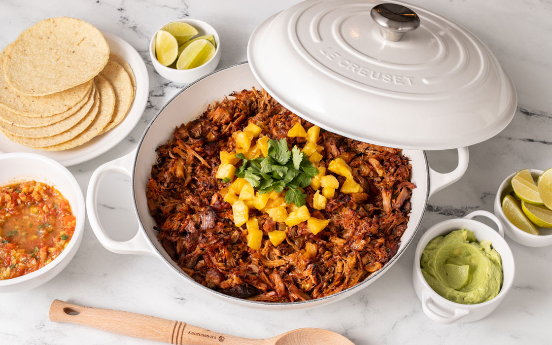 braised pork topped with pineapple