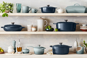 shelves of navy cookware