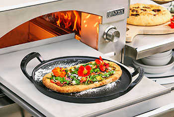 links to recipe for Vegetable Flatbread with Almond Arugula Pesto
