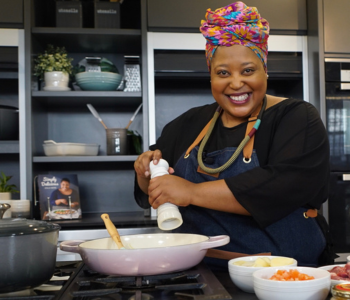 Zola cooking with a Le Creuset Casserole