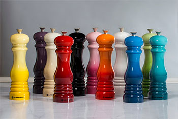 colorful salt and pepper mills