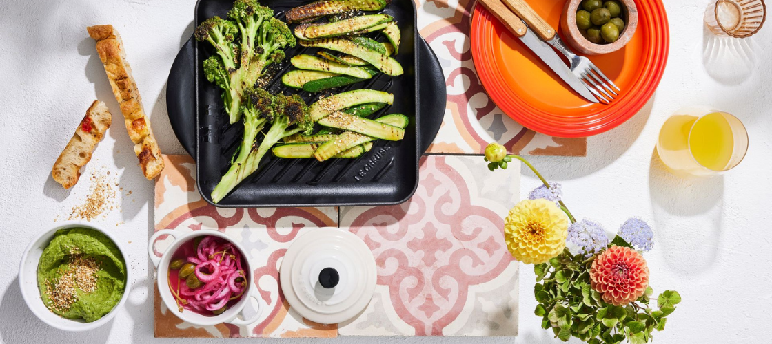 grilled vegetables with condiments