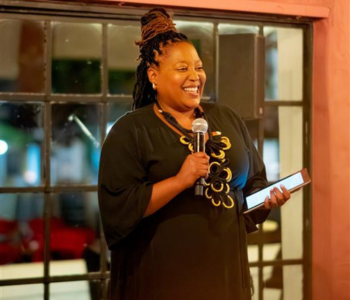 Zola Nene speaking at Le Creuset's Assouline Launch Event