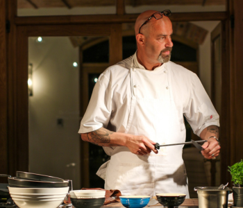 Franck in the kitchen with Le Creuset
