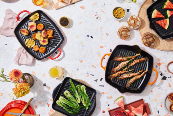 grilled food in skillets