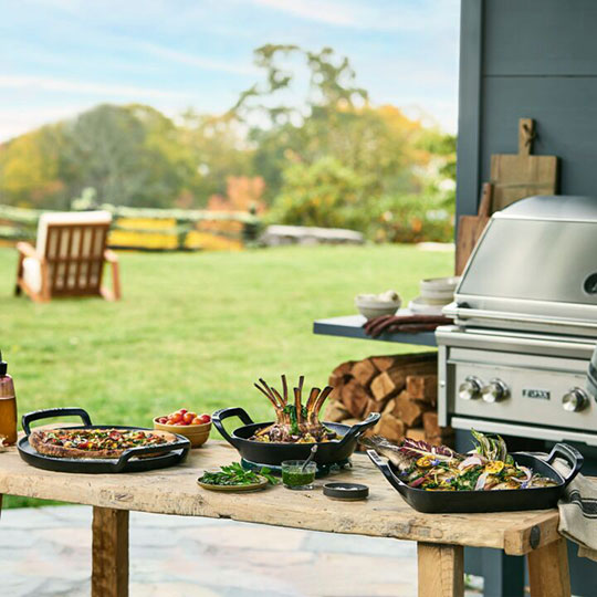 finished meal on outdoor table served in Alpine Outdoor cookware