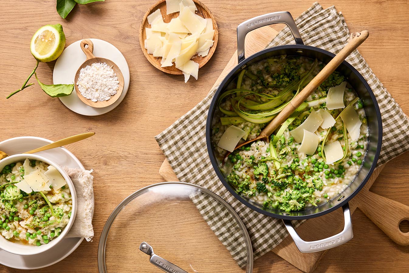 Green Risotto made in a Le Creuset Essential Non-Stick Ceramic 24cm Casserole
