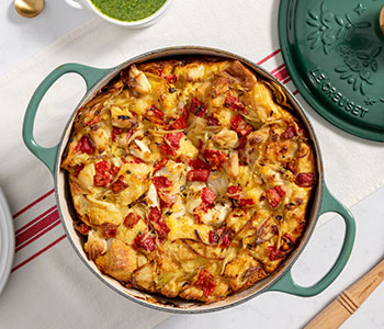savory casserole in a dutch oven