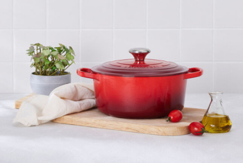 signature round casserole next fresh herbs and tomatoes