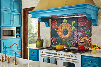 bold, colorful kitchen