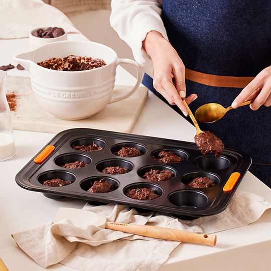 muffins in a nonstick muffin pan