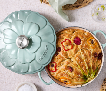 Cast Iron Petal Shallow Casserole Garden Focaccia