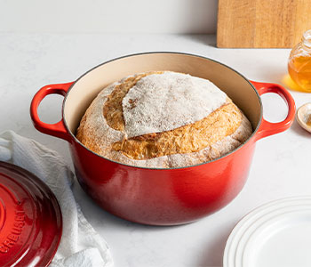 freshly baked bread in a dutch oven