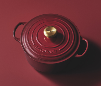 Le Creuset cast iron casserole in garnet