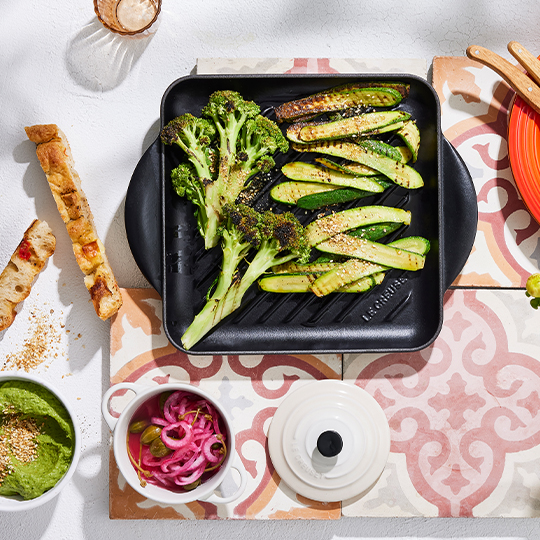 asparagus in a grill pan