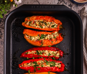 stuffed peppers in an oven tray