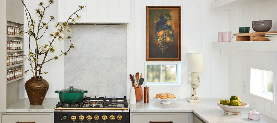 marble and neutrals featured in a modern kitchen