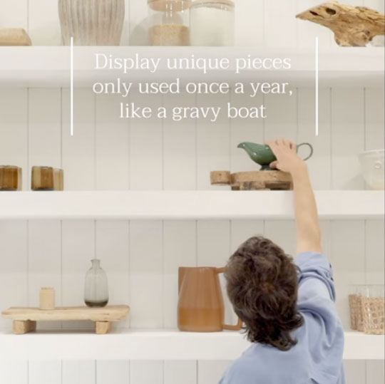 shelves of decorative items
