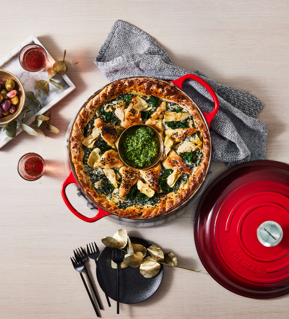 Spinach, Artichoke and Ricotta Stuffed Bread Wreath