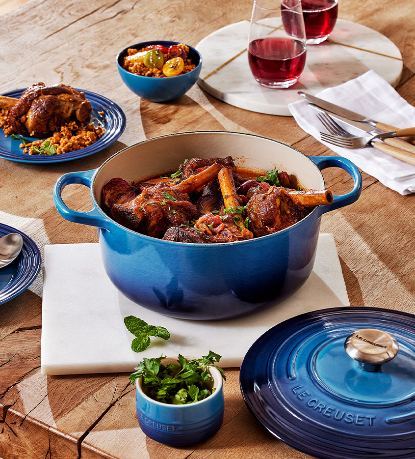 Tagine-Style Pulled Lamb Shanks with Cucumber Yoghurt