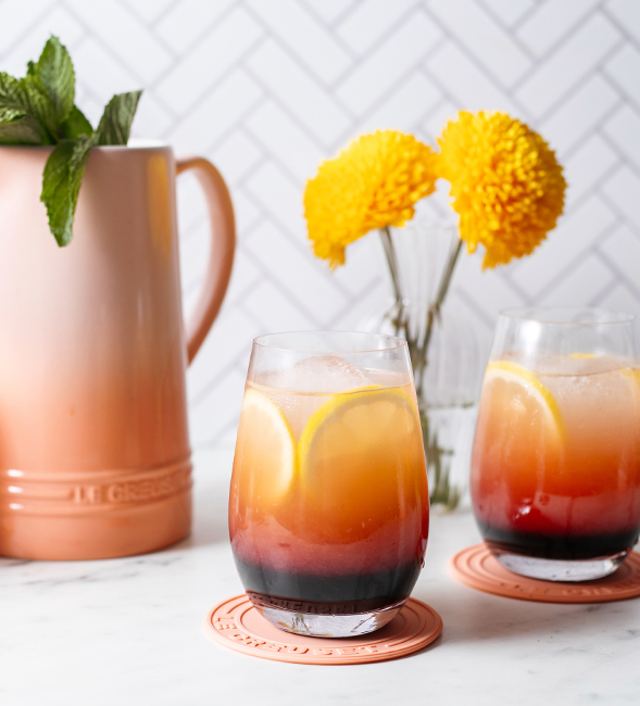 Charred Peach Blueberry Mojitos