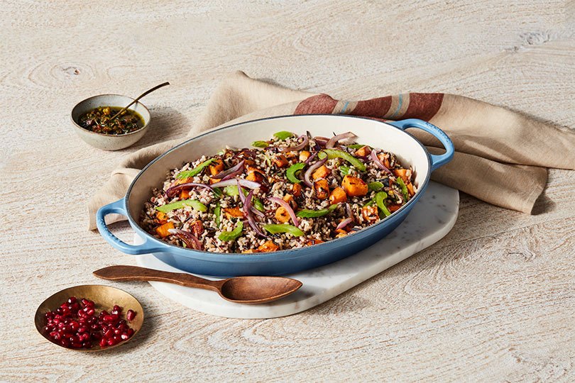 Harvest Wild Rice Salad with Parsley Pistachio Sauce