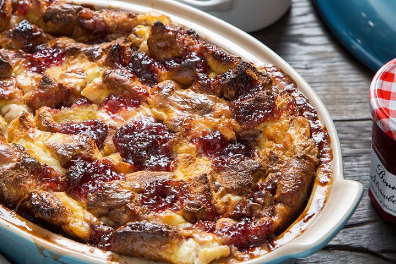 Strawberry Mascarpone Bread Pudding