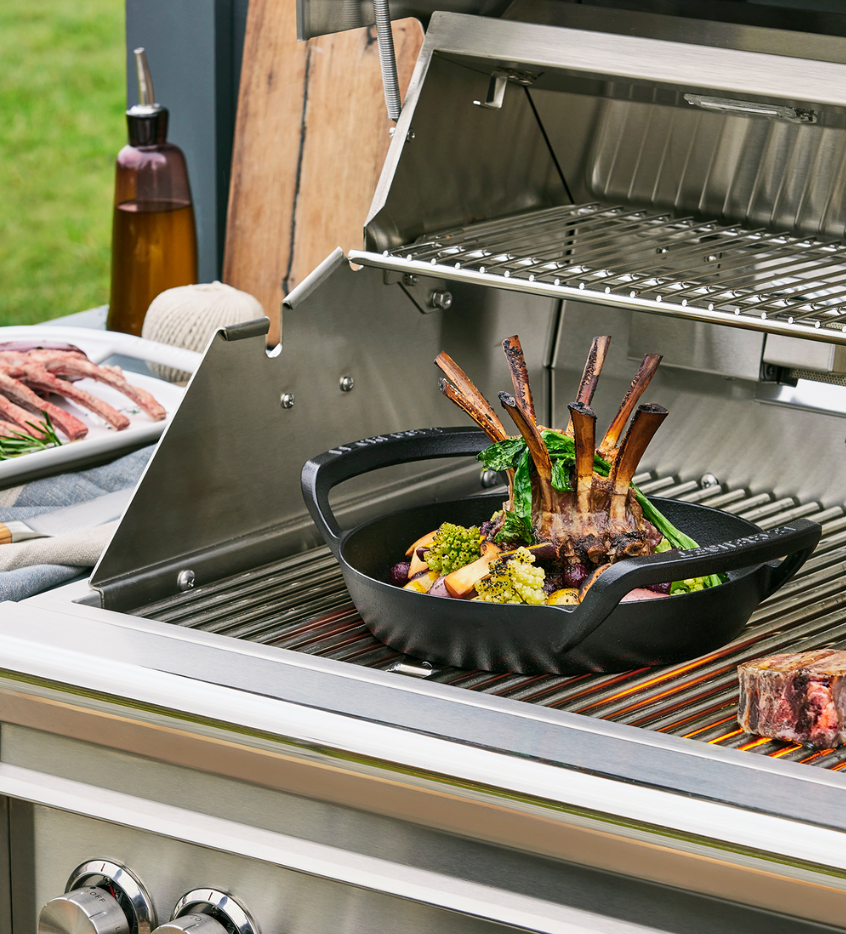 Grilled Lamb Crown Roast with Vegetables