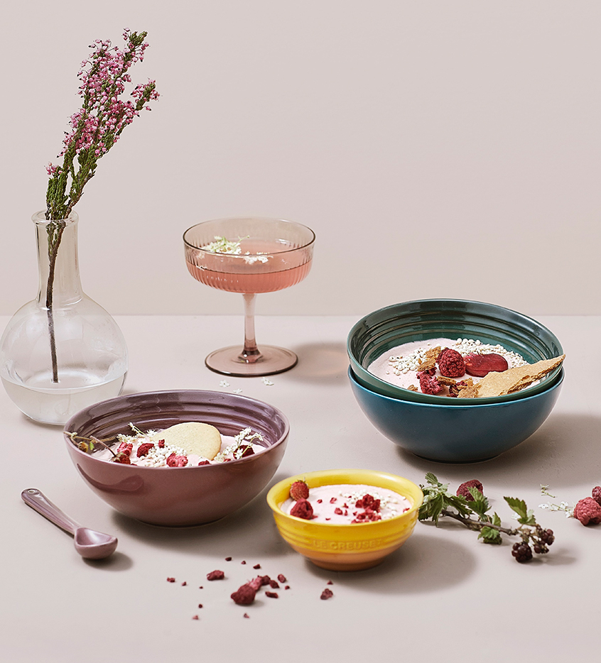 Wild Berry Mousse with Micro Herbs, Berries and Vanilla Shortbread