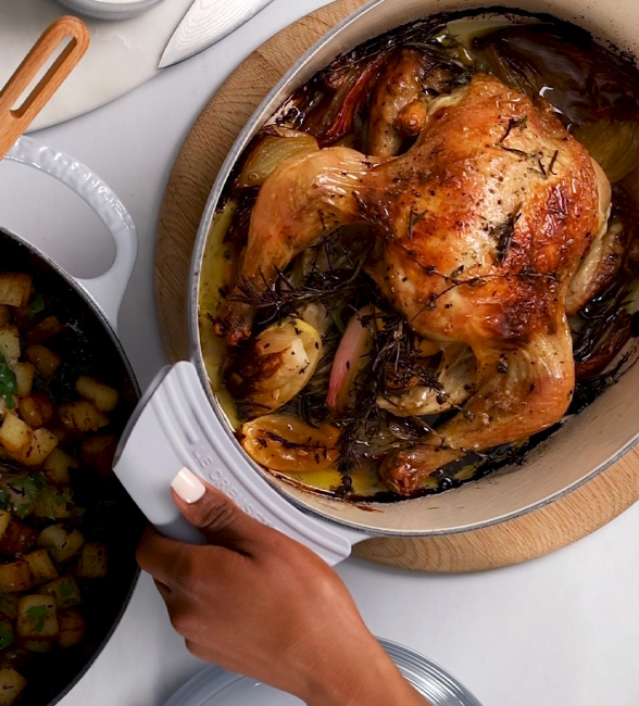 Classic French Roast Chicken with Stove-top Parmentier Potatoes