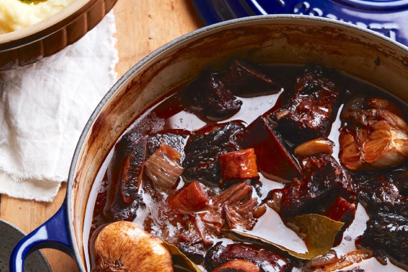Garlic and Red Wine Braised Short Ribs with Creme Fraiche Mash