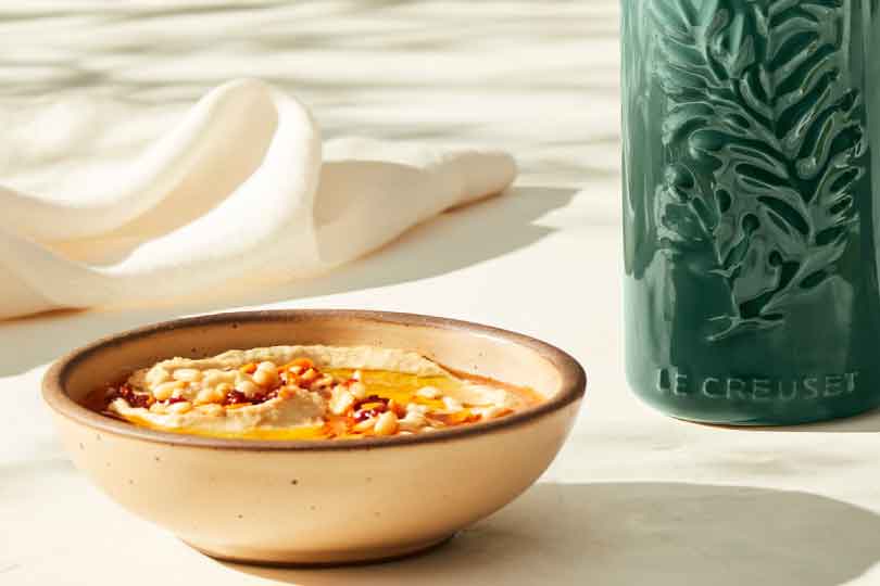 Homemade Hummus with Sundried Tomatoes and Pine Nuts