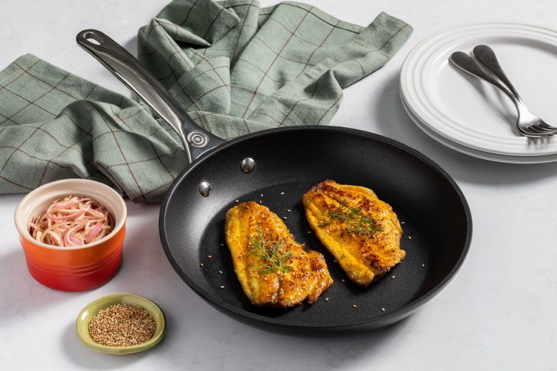 Turmeric Seared Snapper with Dill and Pickled Shallots