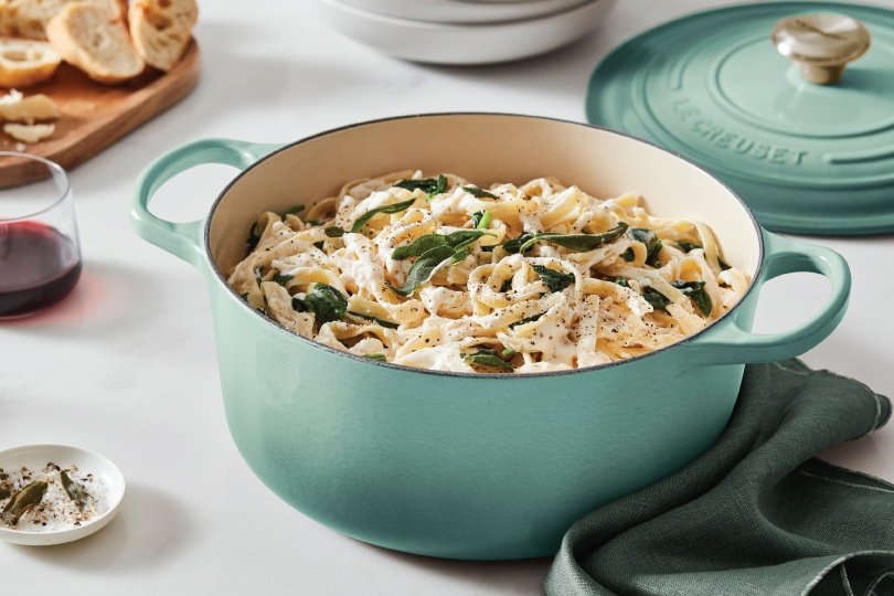 Lemon Spinach Fettucine Alfredo with Fried Sage