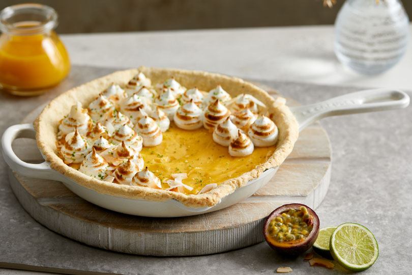 Orange Curd Skillet Tart with Meringue Kisses