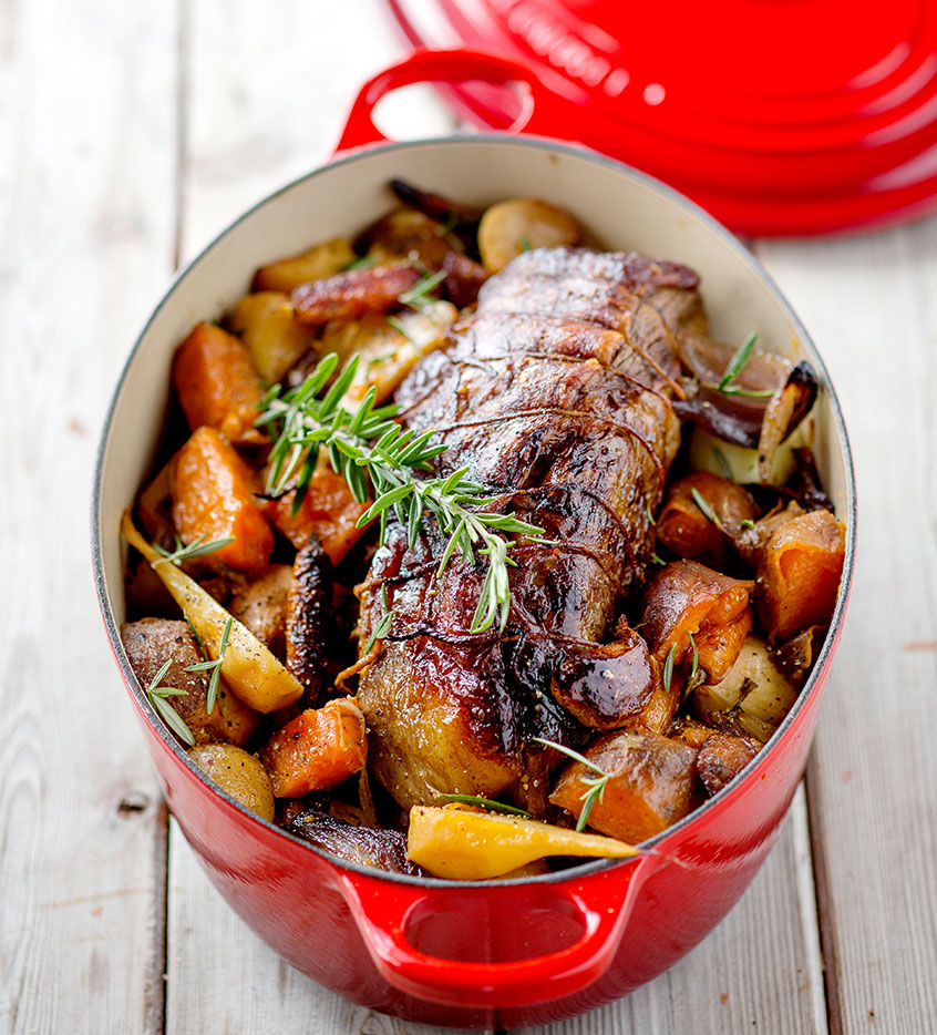 Trussed Beef Pot Roast with Autumn Vegetables Le Creuset