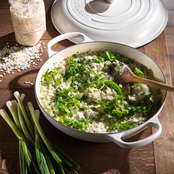 Spring Pea, Mint and Goats Cheese Risotto | Le Creuset Recipes